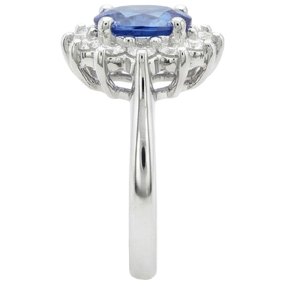 natural round sapphire 3.60ct ring top view