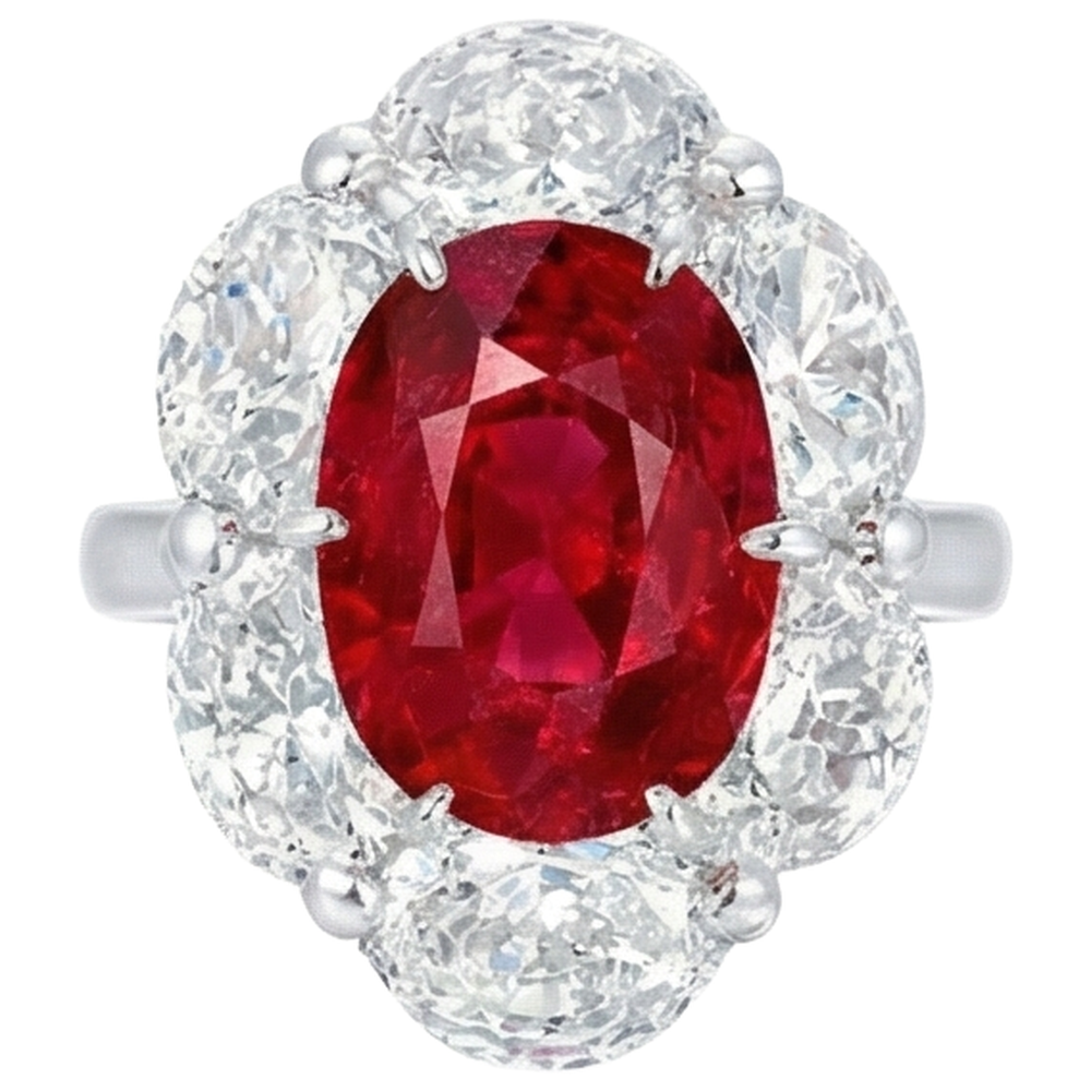 3.60 Ct Oval Cut Ruby Natural Earth Mined Diamond ( Not Lab Grown ) Ring New