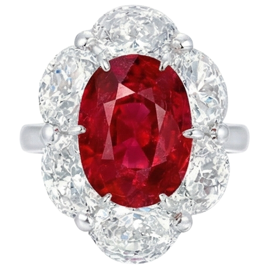 3.60 Ct Oval Cut Ruby Natural Earth Mined Diamond ( Not Lab Grown ) Ring New