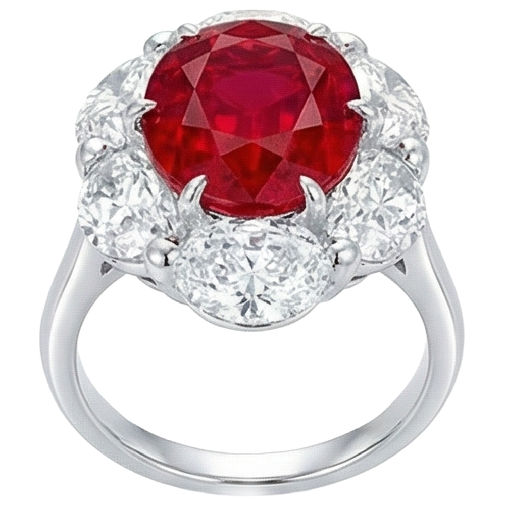 3.60 Ct Oval Cut Ruby Natural Earth Mined Diamond ( Not Lab Grown ) Ring New