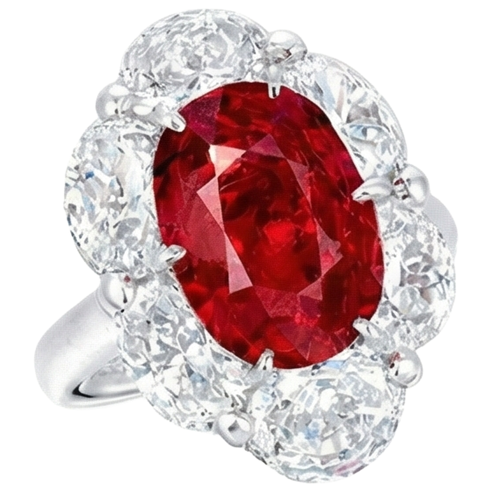 3.60 Ct Oval Cut Ruby Natural Earth Mined Diamond ( Not Lab Grown ) Ring New