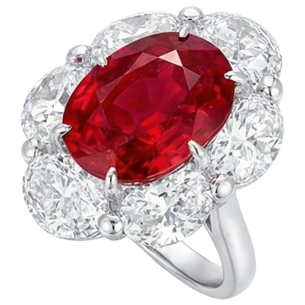 3.60 Ct Oval Cut Ruby Natural Earth Mined Diamond ( Not Lab Grown ) Ring New