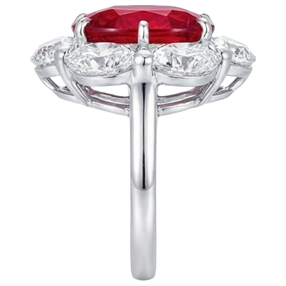 3.60 Ct Oval Cut Ruby Natural Earth Mined Diamond ( Not Lab Grown ) Ring New