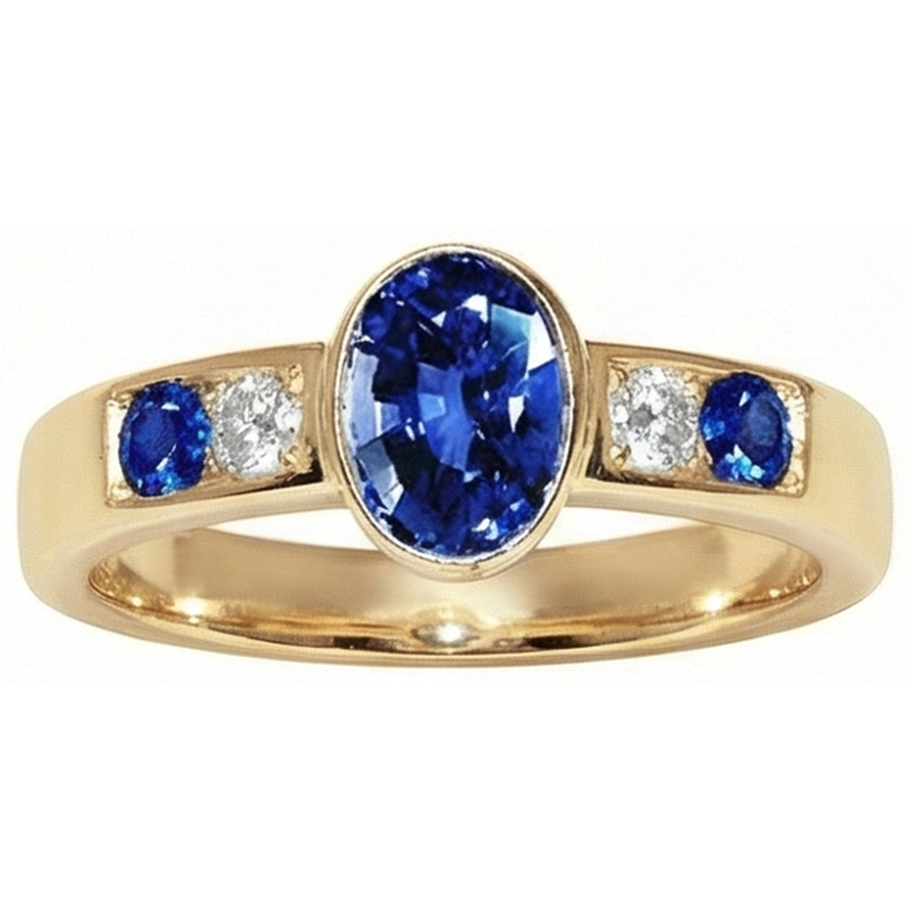 3.60 Ct. Ring Yellow Gold Big Oval Center Gemstone Ring