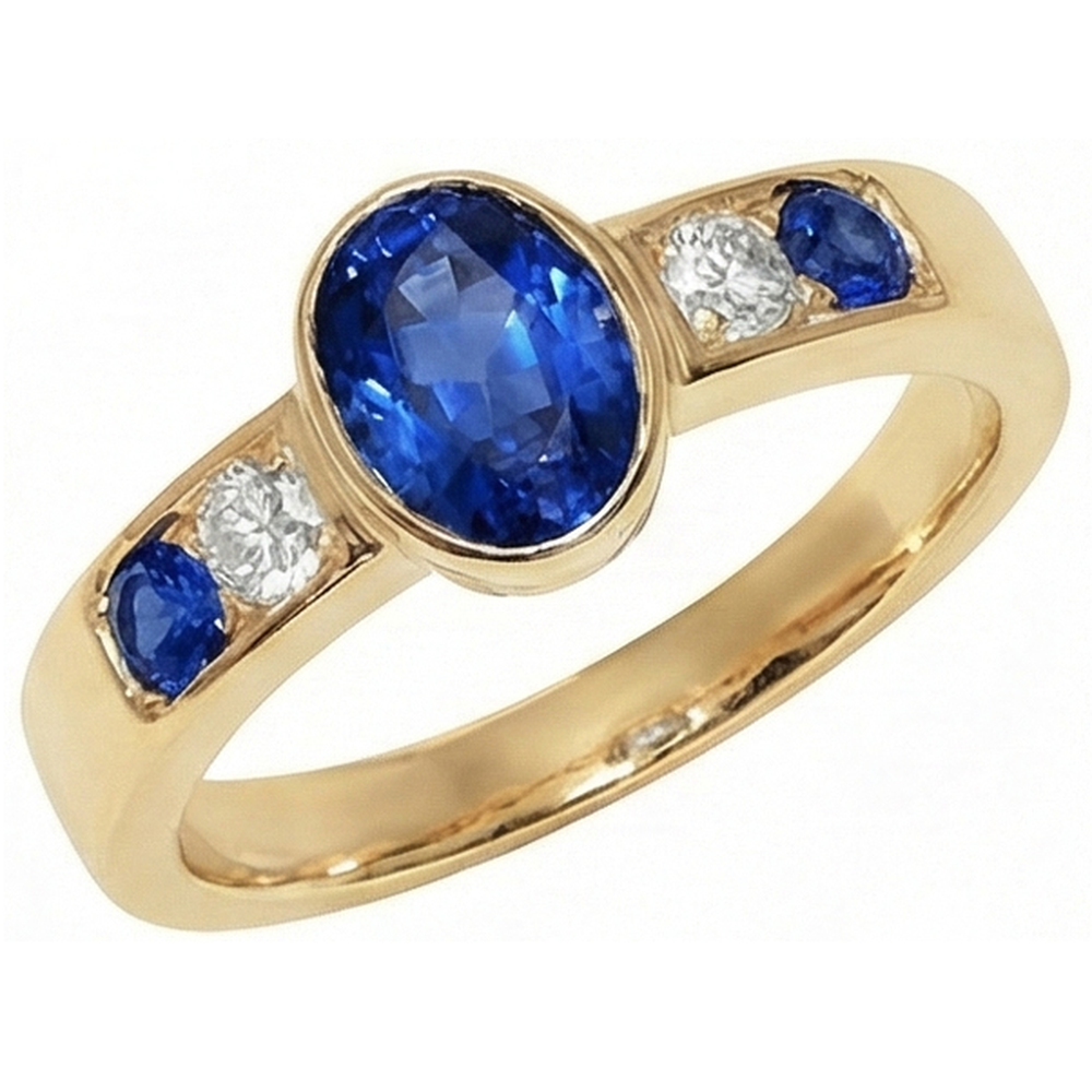 3.60 Ct. Ring Yellow Gold Big Oval Center Gemstone Ring