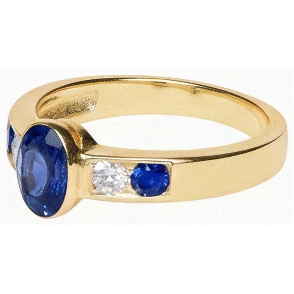 3.60 Ct. Ring Yellow Gold Big Oval Center Gemstone Ring