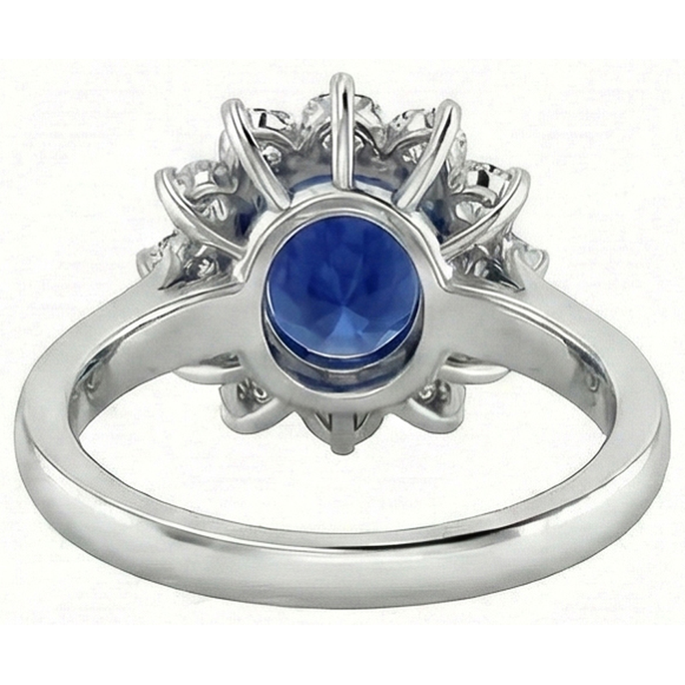 3.70 Carats Ceylon Sapphire Natural Earth Mined Diamond Engagement Ring White Gold 14K