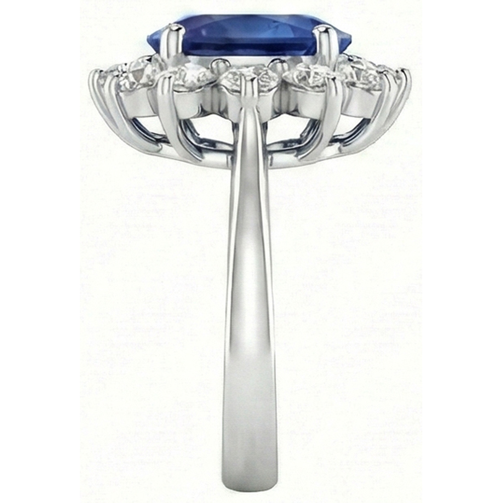 3.70 Carats Ceylon Sapphire Natural Earth Mined Diamond Engagement Ring White Gold 14K