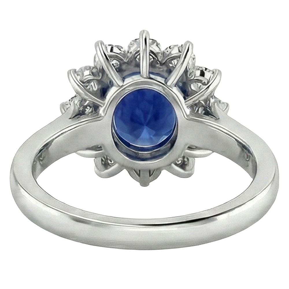 3.70 Carats Ceylon Sapphire Natural Earth Mined Diamond ( Not Lab Grown ) Engagement Ring White Gold 14K