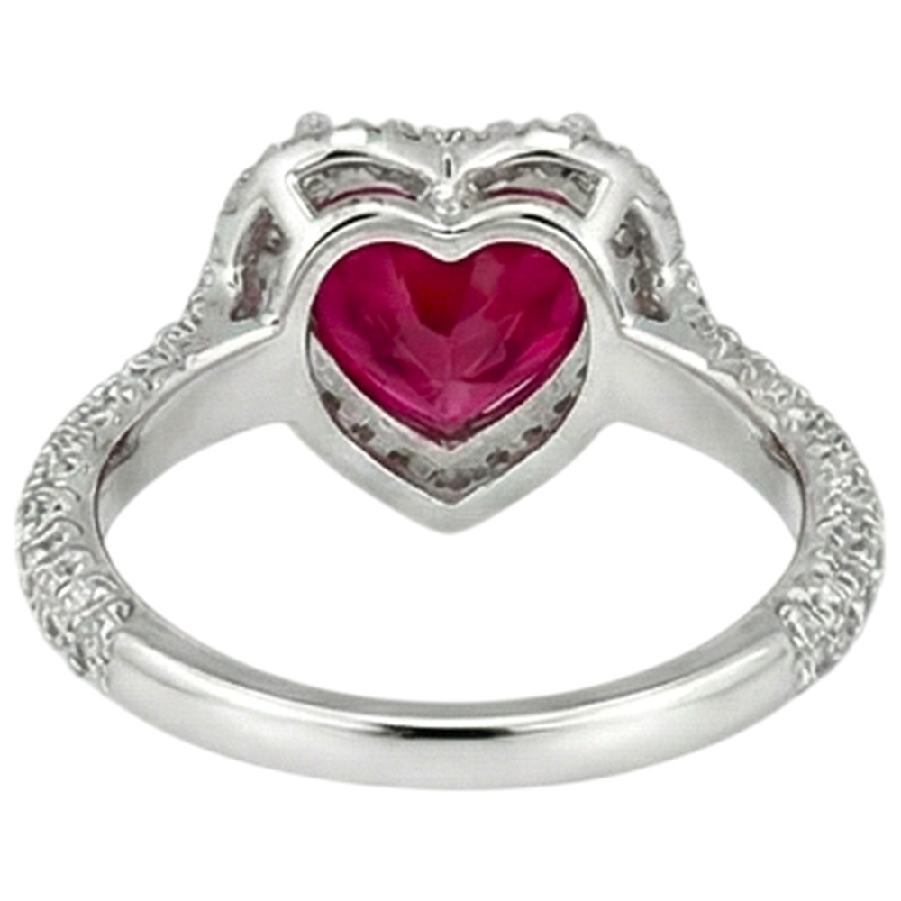 3.70 Carats Red Ruby With Natural Earth Mined Diamond ( Not Lab Grown ) s Ring White Gold 14K