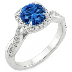 Natural Sapphire Ring 3.70ct - White Gold 14K