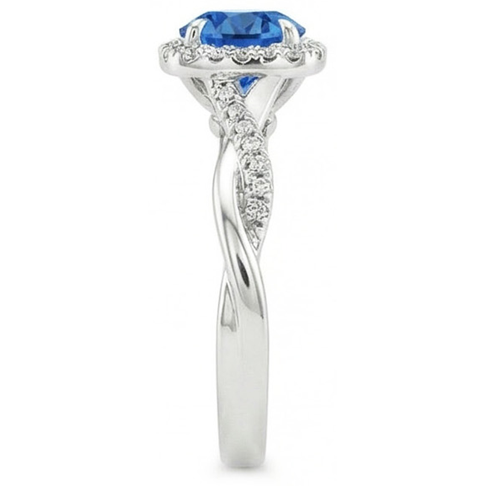 natural round sapphire 3.70ct ring top view