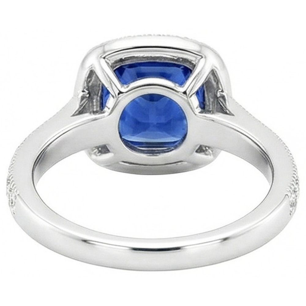 3.70 Ct Ceylon Blue Sapphire Natural Earth Mined Diamond ( Not Lab Grown )  Ring White Gold 14K