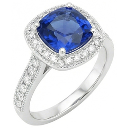 3.70 Ct Ceylon Blue Sapphire Natural Earth Mined Diamond ( Not Lab Grown )  Ring White Gold 14K
