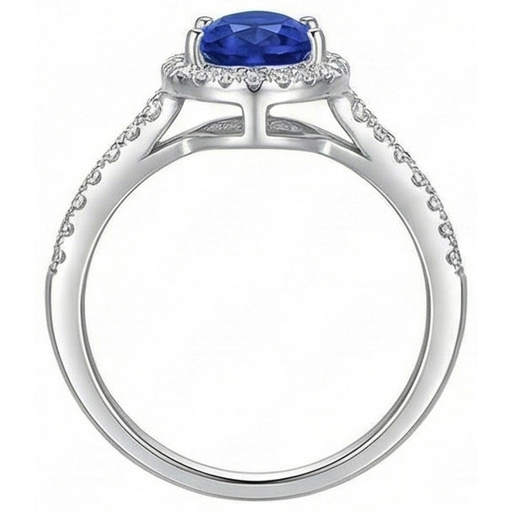 natural round sapphire 3.70ct ring top view