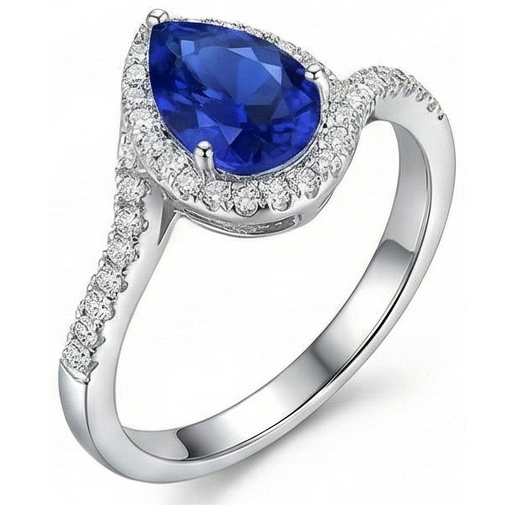 natural round sapphire 3.70ct ring front view
