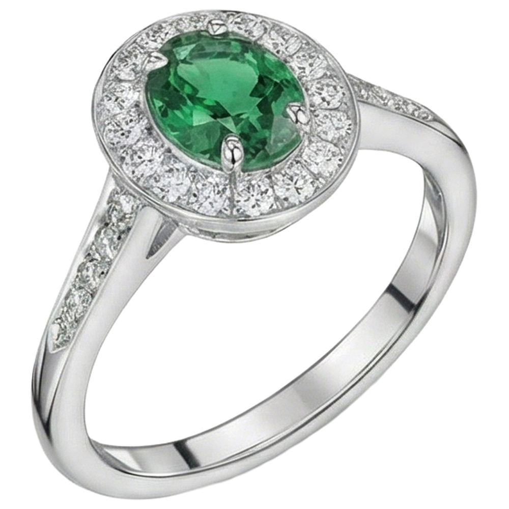 natural round emerald 3.75ct ring top view