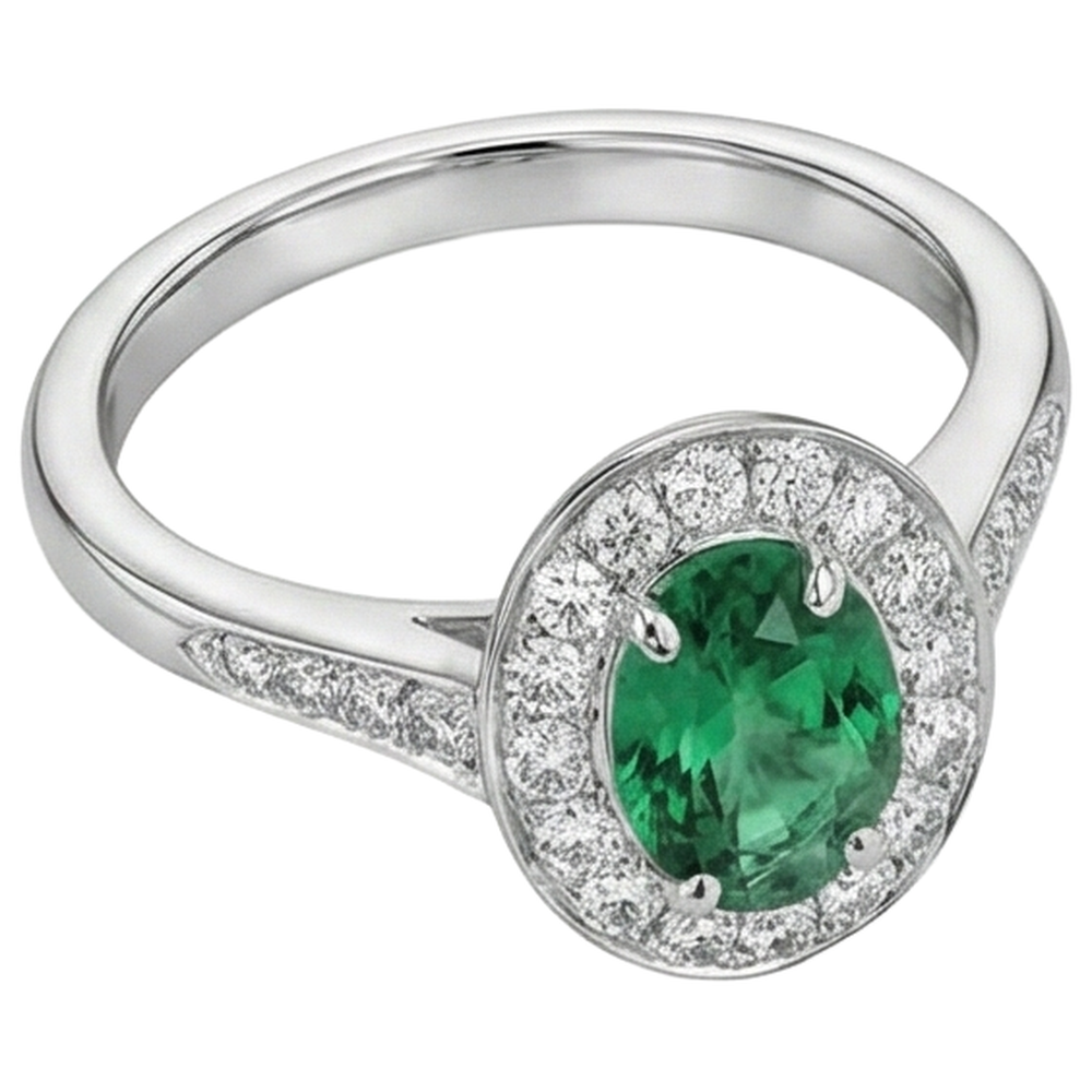 natural round emerald 3.75ct ring profile view