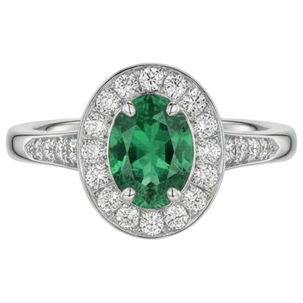 natural round emerald 3.75ct ring side angle