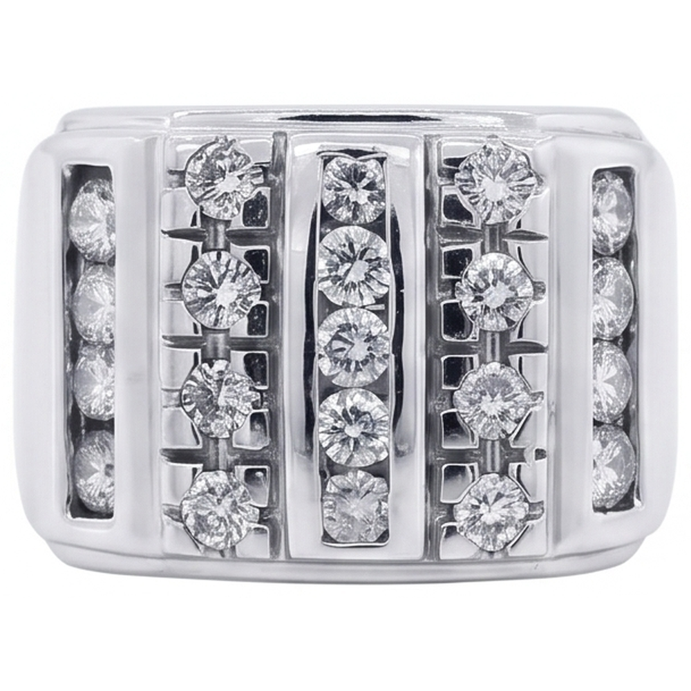 3.75 Carats Mens Real Natural Earth Mined Diamond ( Not Lab Grown ) Ring White Gold 14K