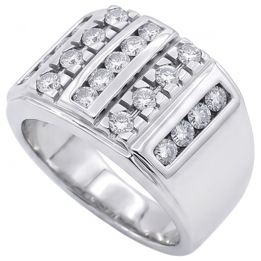 3.75 Carats Mens Real Natural Earth Mined Diamond ( Not Lab Grown ) Ring White Gold 14K