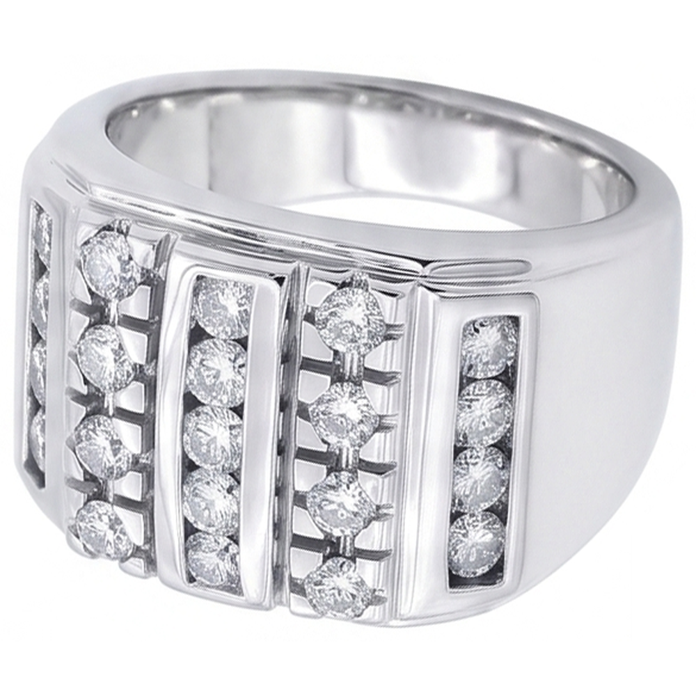 3.75 Carats Mens Real Natural Earth Mined Diamond ( Not Lab Grown ) Ring White Gold 14K