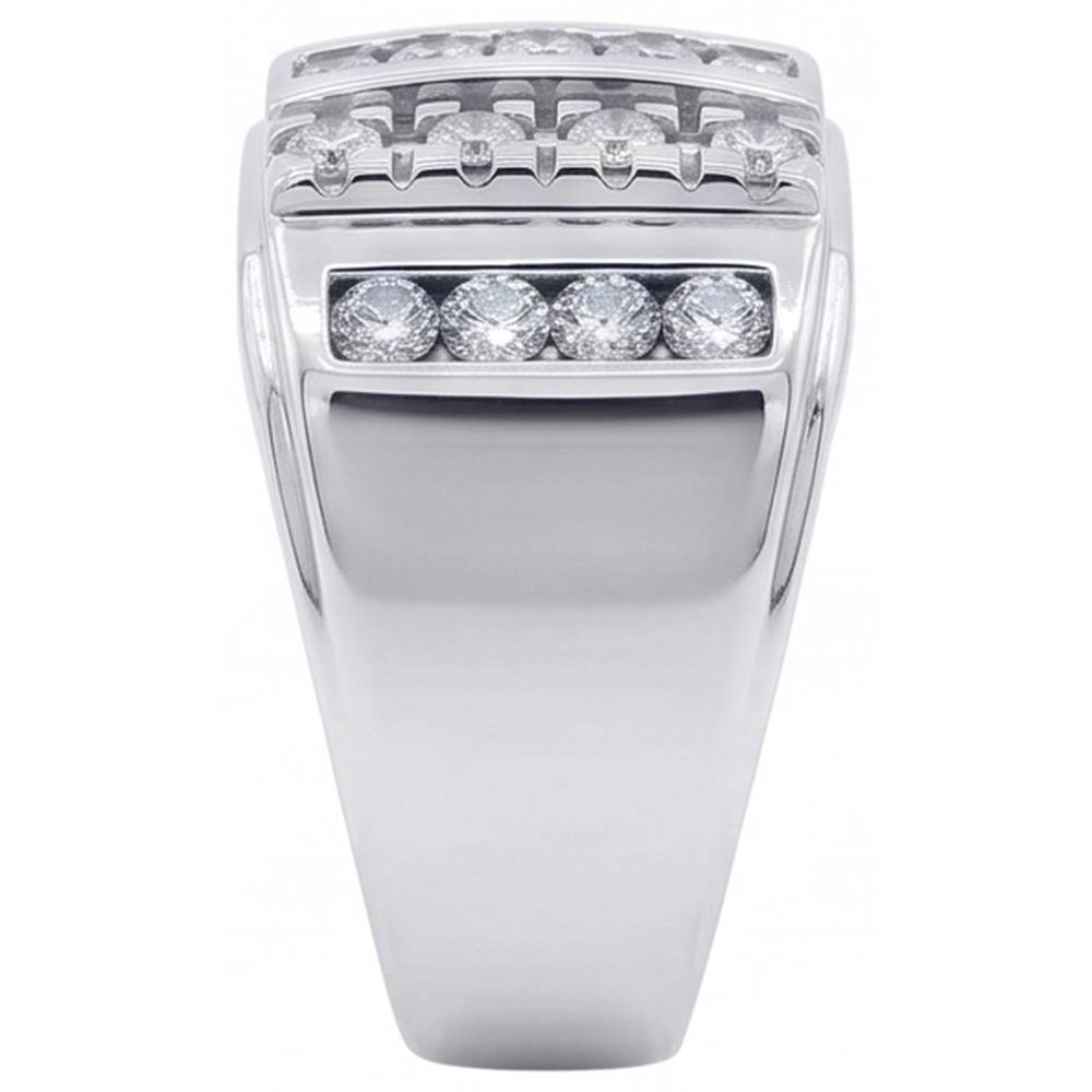 3.75 Carats Mens Real Natural Earth Mined Diamond ( Not Lab Grown ) Ring White Gold 14K