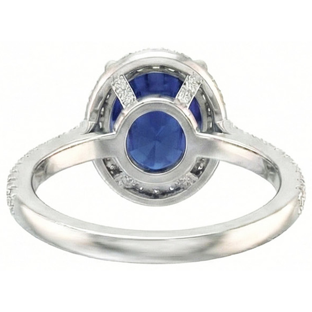 natural round sapphire 3.75ct ring profile view