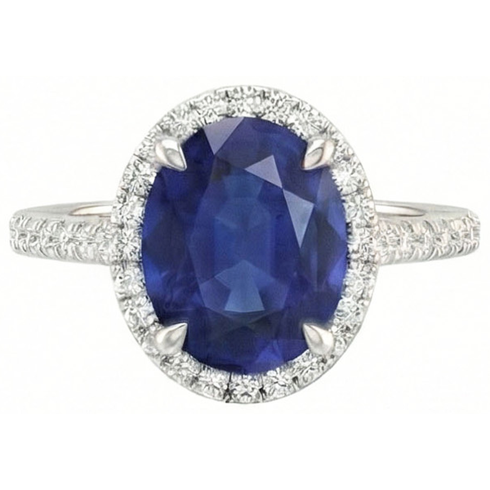 natural round sapphire 3.75ct ring side angle