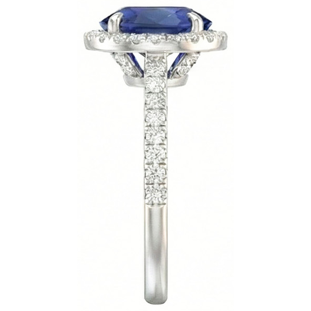 natural round sapphire 3.75ct ring top view