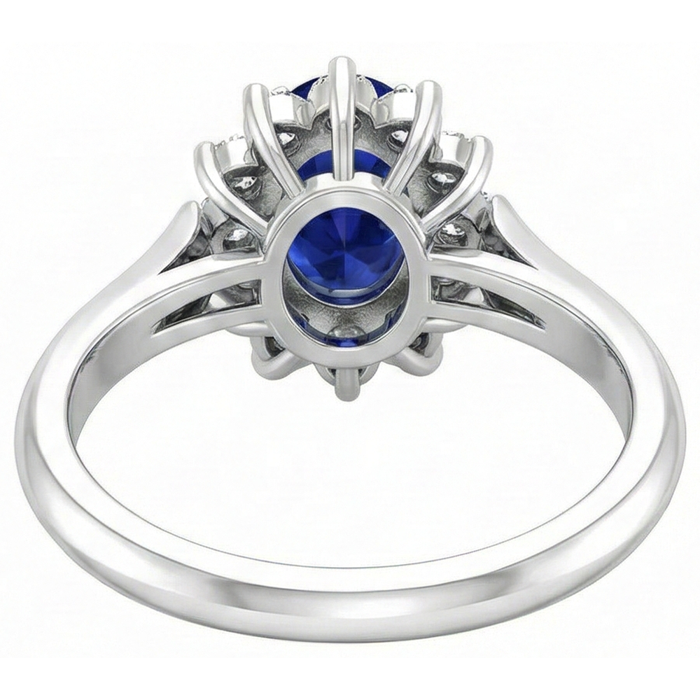 3.75 Carats Oval Tanzanite With Round Natural Earth Mined Diamond ( Not Lab Grown ) s Ring White Gold 14K
