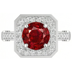 Natural Ruby Ring 3.75ct - White Gold 14K