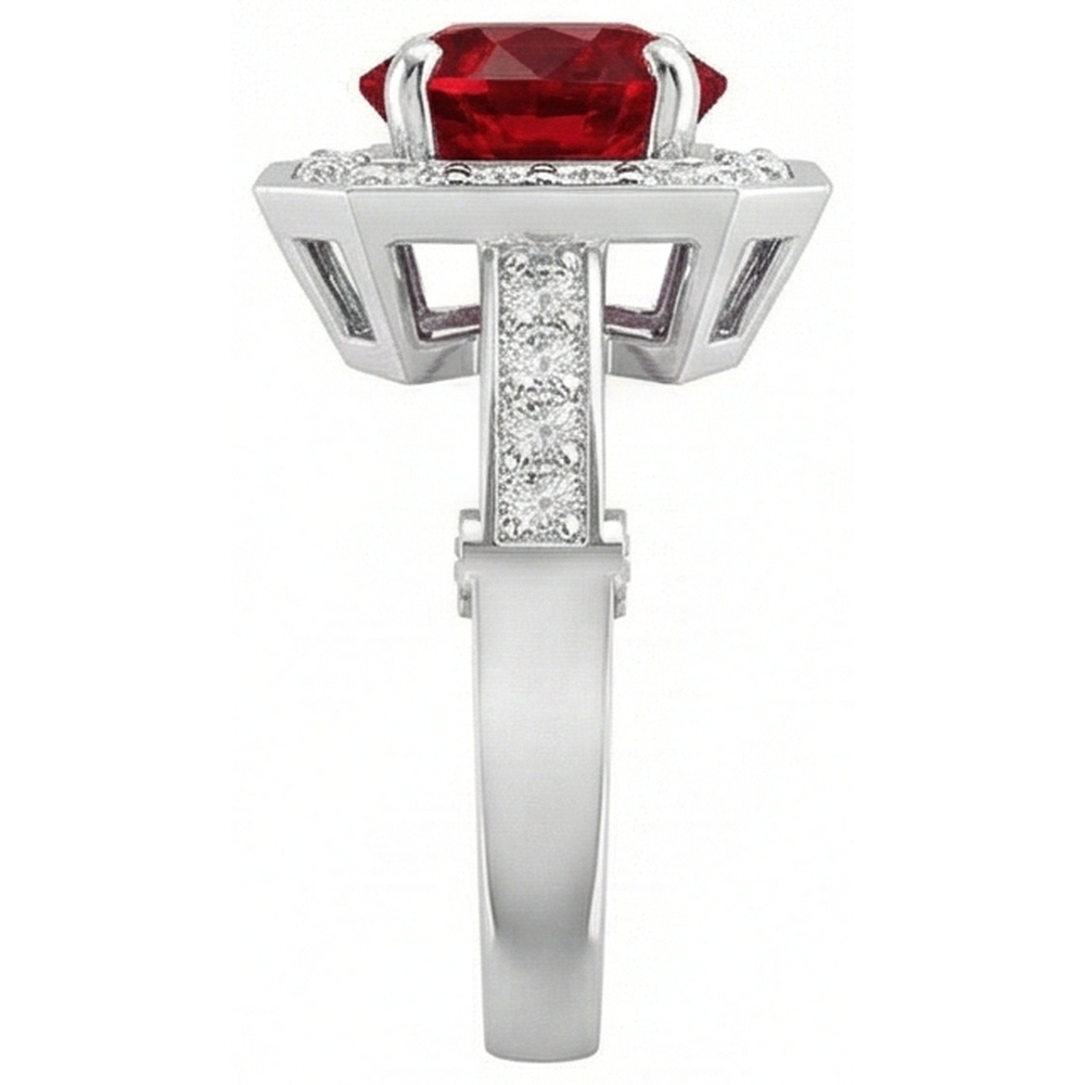 natural round ruby 3.75ct ring profile view