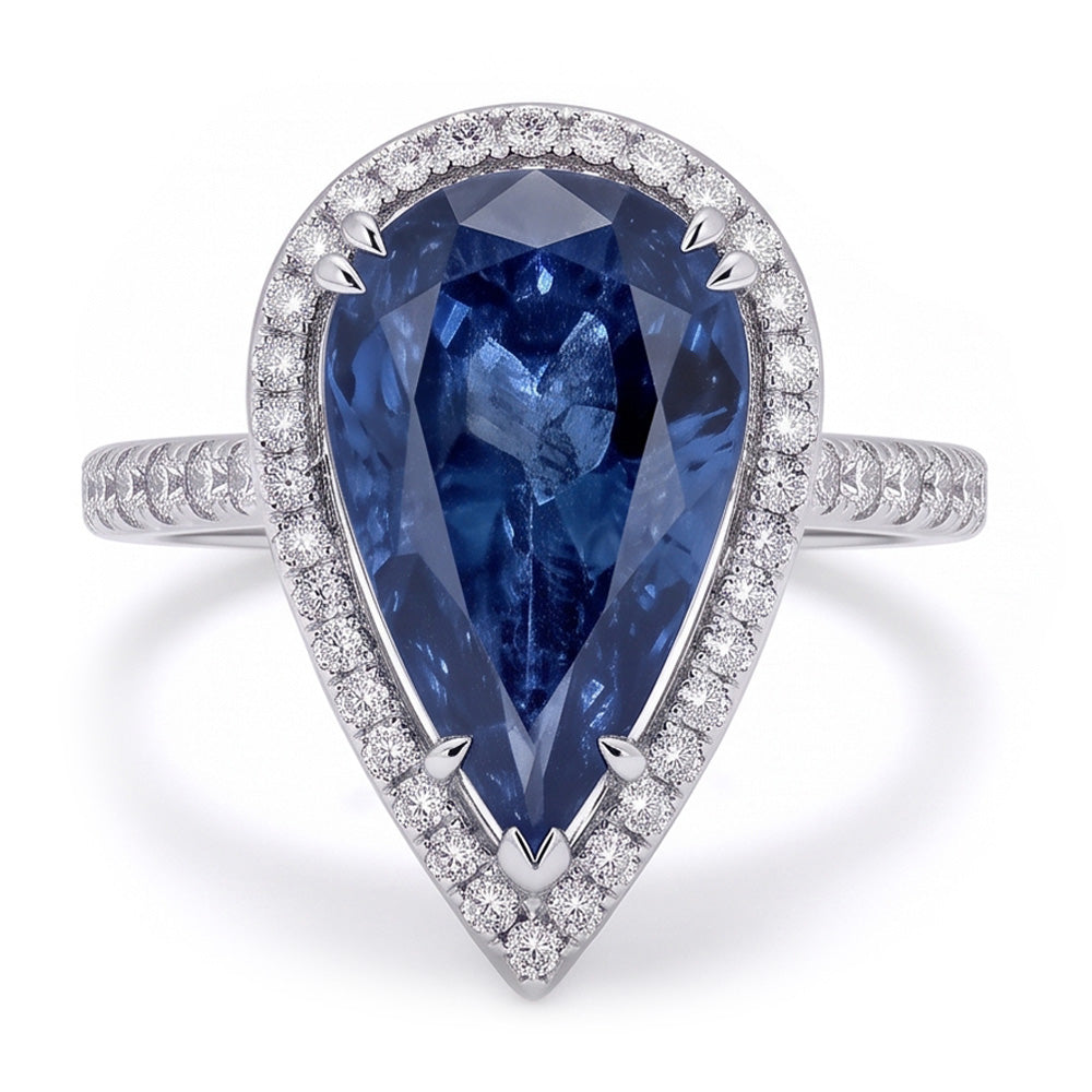 3.75 Ct. Pear Round Natural Earth Mined Diamond ( Not Lab Grown )s Ring Gemstone White Gold