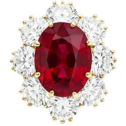 3.75 Ct Prong Set Ruby And Natural Earth Mined Diamond ( Not Lab Grown )s Wedding Ring Gold Yellow 14K