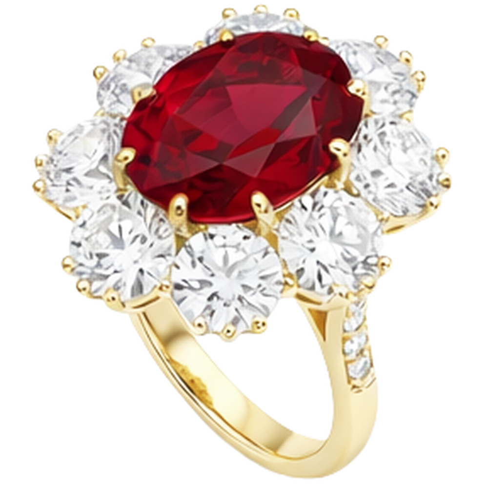 3.75 Ct Prong Set Ruby And Natural Earth Mined Diamond ( Not Lab Grown )s Wedding Ring Gold Yellow 14K