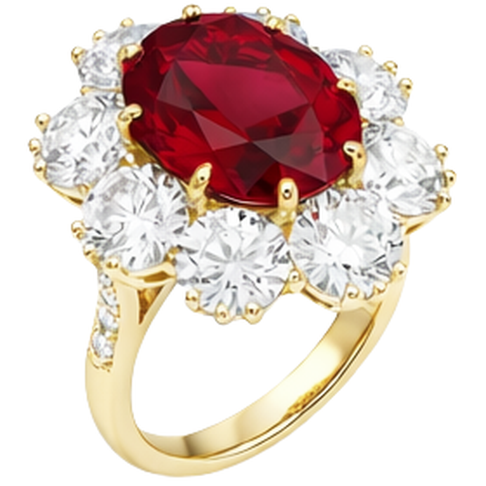 3.75 Ct Prong Set Ruby And Natural Earth Mined Diamond ( Not Lab Grown )s Wedding Ring Gold Yellow 14K