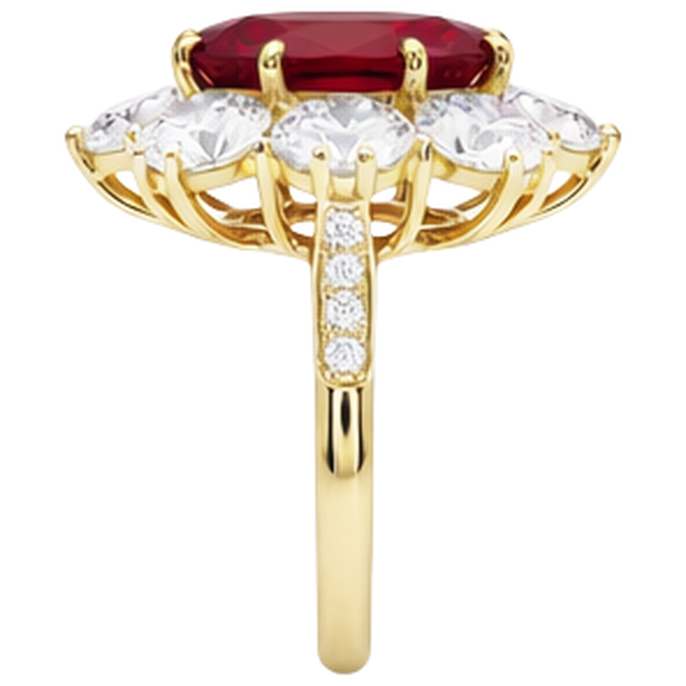 3.75 Ct Prong Set Ruby And Natural Earth Mined Diamond ( Not Lab Grown )s Wedding Ring Gold Yellow 14K