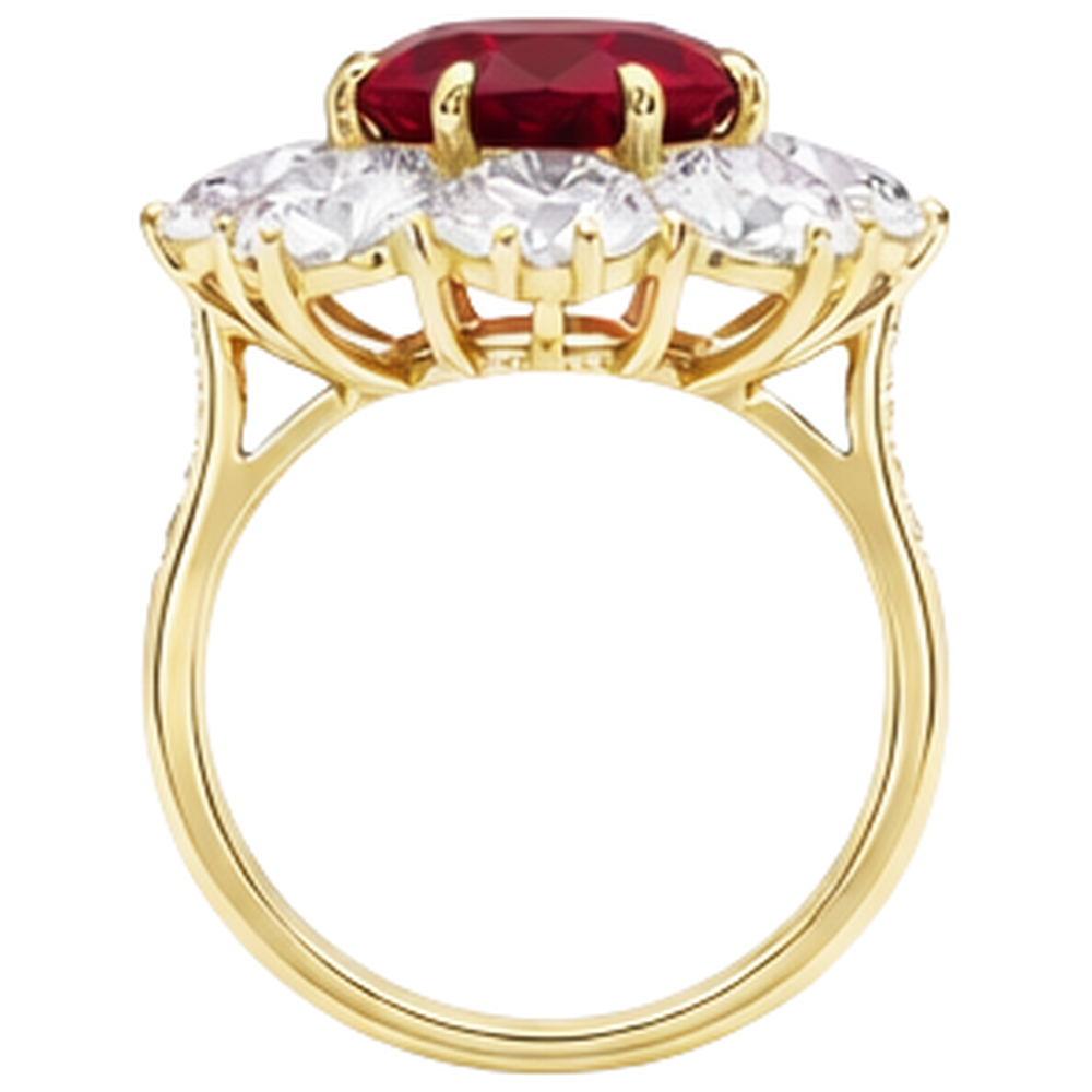 3.75 Ct Prong Set Ruby And Natural Earth Mined Diamond ( Not Lab Grown )s Wedding Ring Gold Yellow 14K