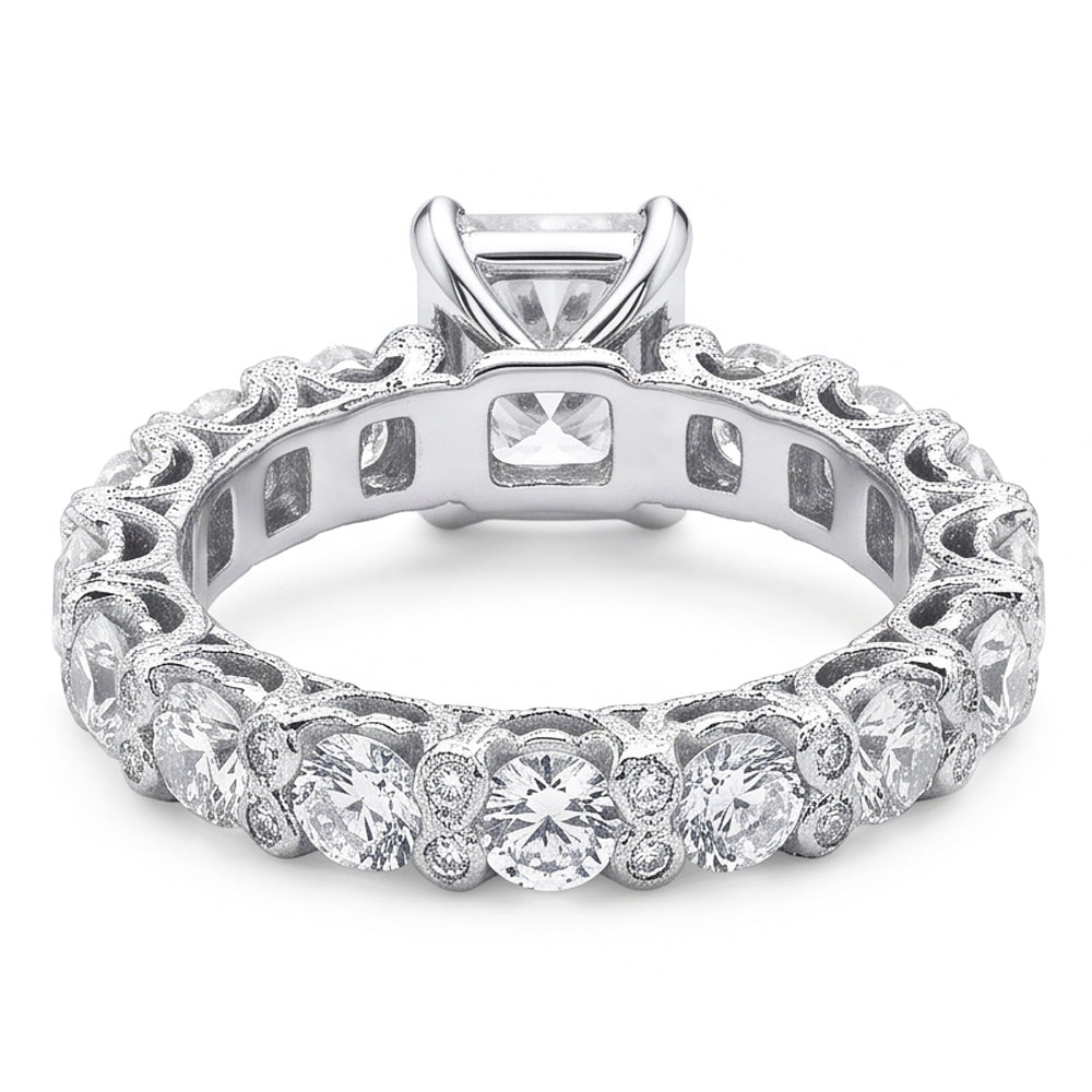 3.75 Ct Radiant & Round Genuine Natural Earth Mined Diamond ( Not Lab Grown )s Ring Wedding Anniversary
