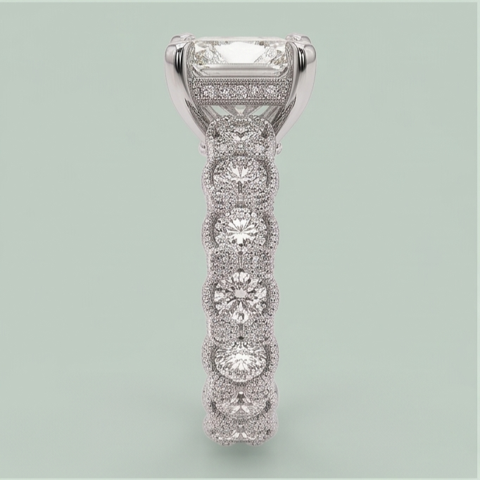 3.75 Ct Radiant & Round Genuine Natural Earth Mined Diamond ( Not Lab Grown )s Ring Wedding Anniversary