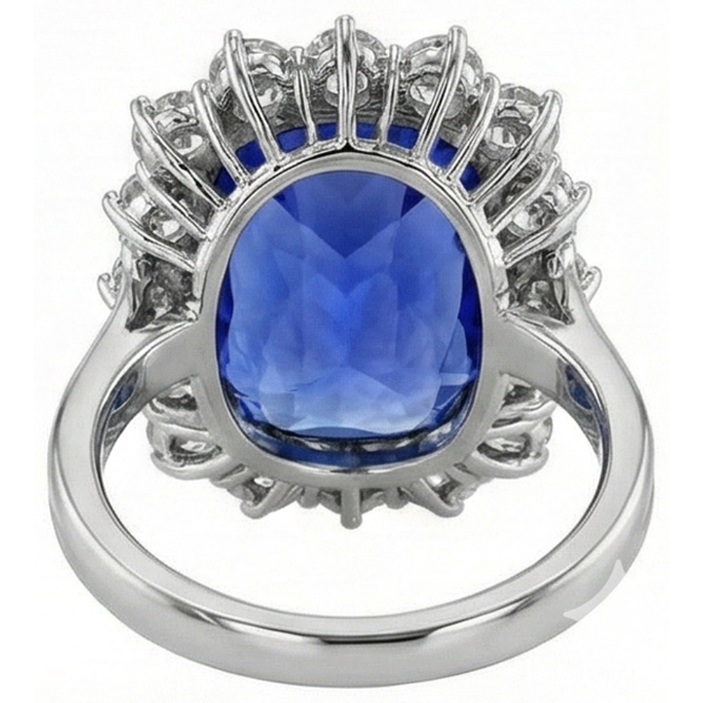 natural round sapphire 3.75ct ring profile view