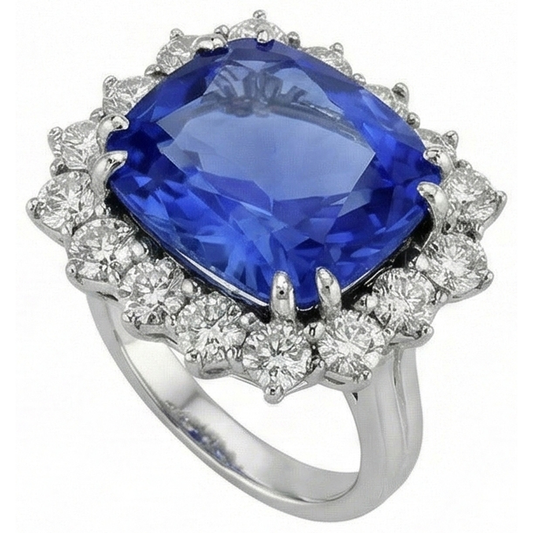 natural round sapphire 3.75ct ring front view