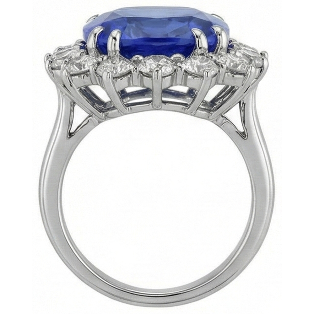 natural round sapphire 3.75ct ring top view