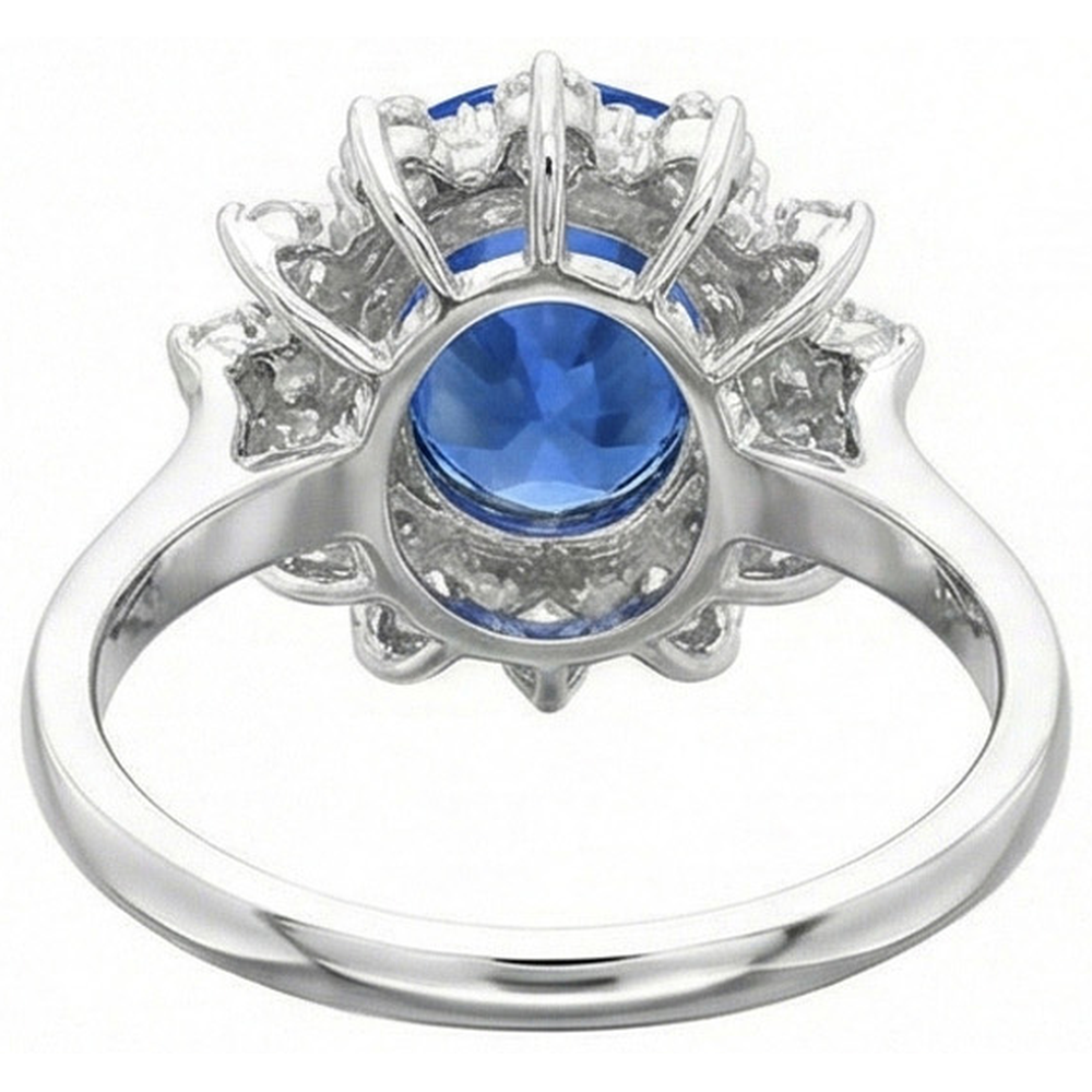 3.75 Ct. Sri Lanka Sapphire Natural Earth Mined Diamond ( Not Lab Grown ) s Ring White Gold 14K