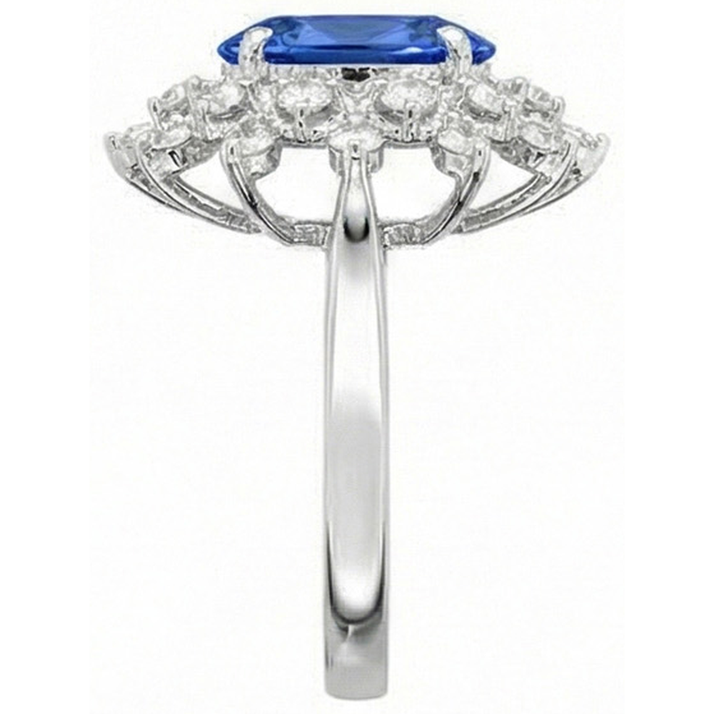3.75 Ct. Sri Lanka Sapphire Natural Earth Mined Diamond ( Not Lab Grown ) s Ring White Gold 14K
