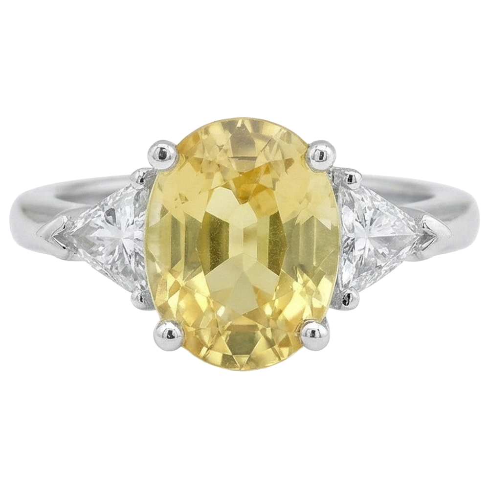 natural oval sapphire 3.75ct ring side angle