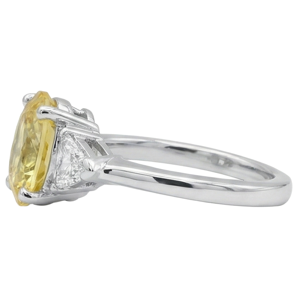 natural oval sapphire 3.75ct ring profile view