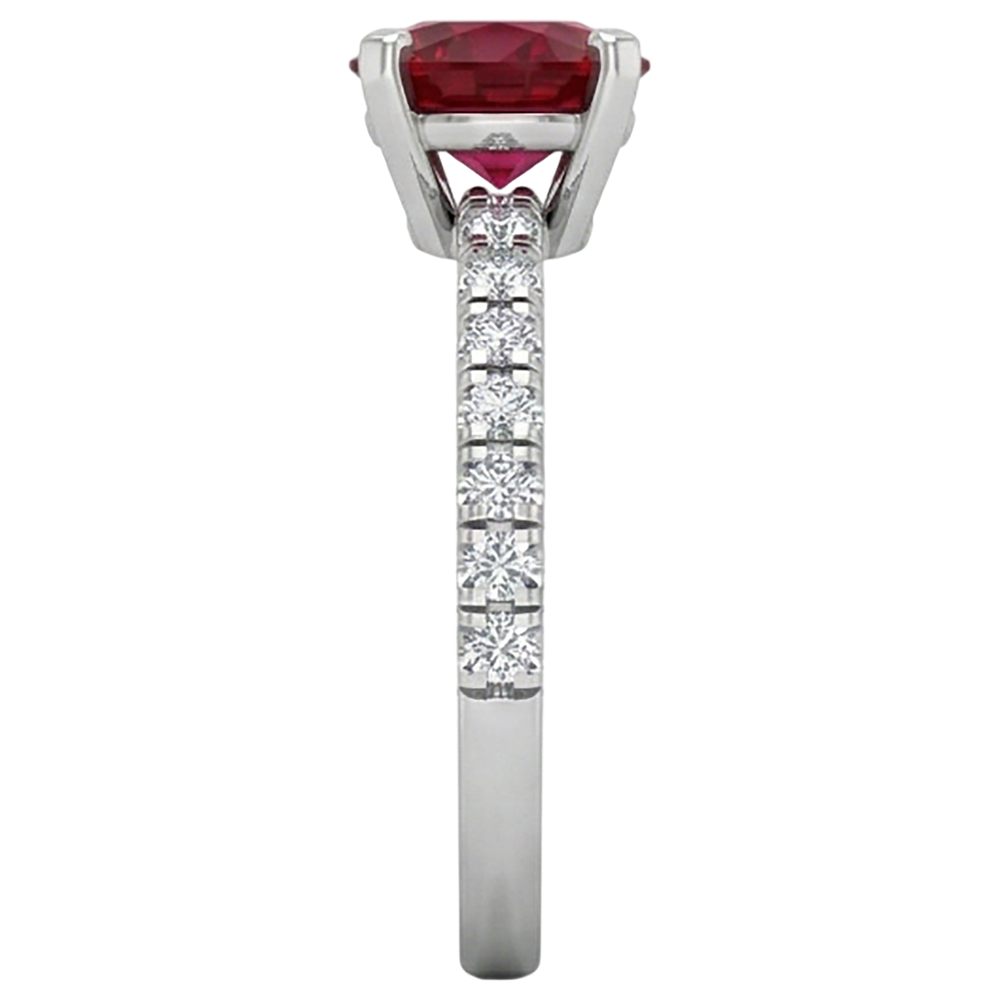 3.90 Carats Ruby And Natural Earth Mined Diamond ( Not Lab Grown ) s Ring White Gold 14K Prong Set