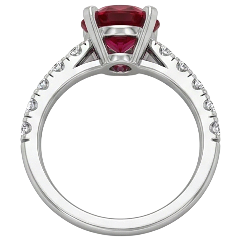 3.90 Carats Ruby And Natural Earth Mined Diamond ( Not Lab Grown ) s Ring White Gold 14K Prong Set